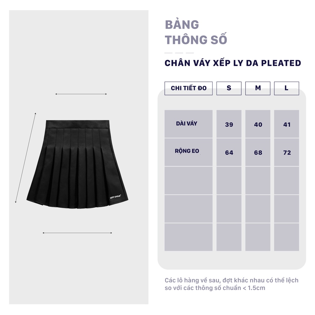 Chân váy xếp ly local brand Pleated City Cycle cotton da có lót quần unisex