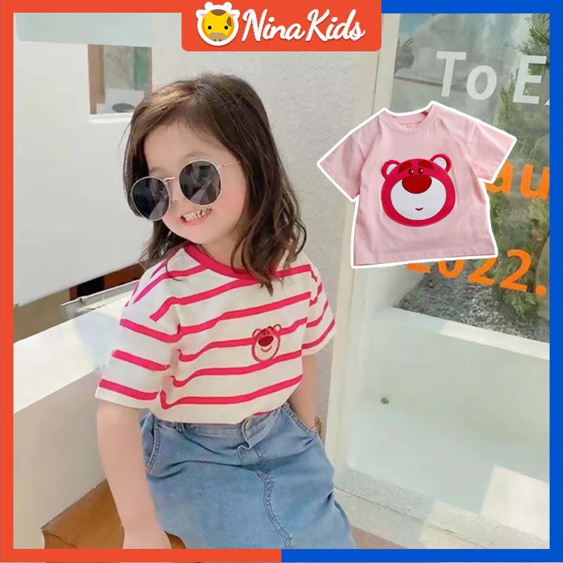 Áo Thun Lotso Pringting Phong Cách Hàn Quốc Cho Bé Gái 0-6 Tuổi