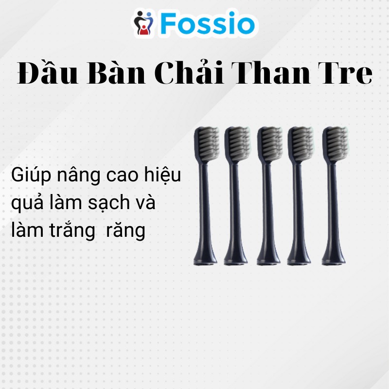 Bàn Chải Điện Sonic FOSSIO XHB 6 Chế Độ Thông Minh, Đầu Bàn Chải Than Tre Lông Mềm, Máy Đánh Răng Tự Động