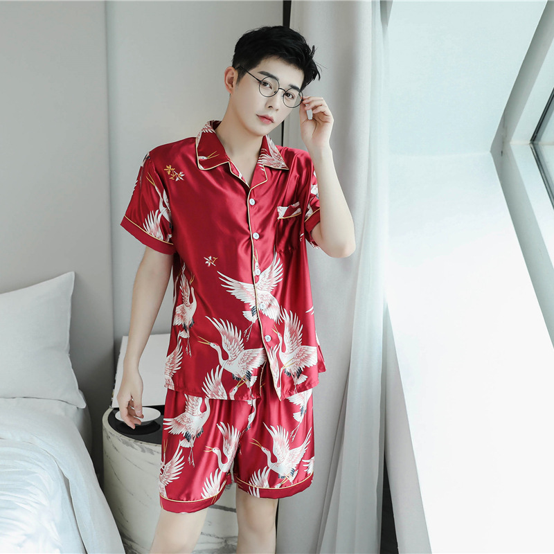 Bộ đồ ngủ pijama vải lụa satin in họa tiết dễ thương cho nam size m-4xl