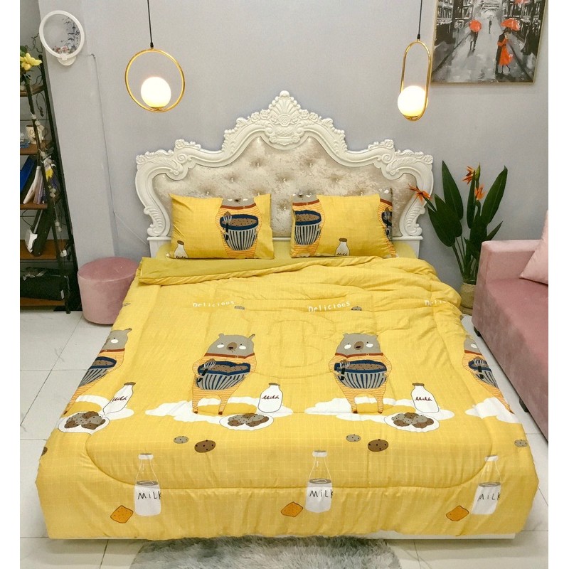 Trọn bộ 5 món ga gối chăn hè đũi siêu mềm mát nhiều mẫu ngộ nghĩnh