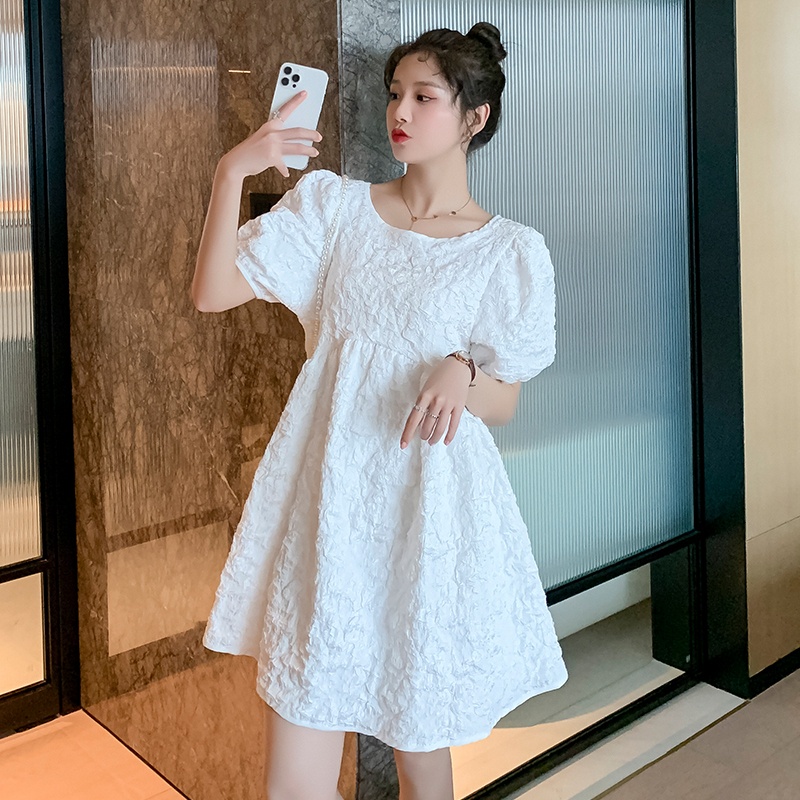 🌸Hàng Order(Sẵn 4XL)🌸Váy Đầm Bigsize Vải Nổi 3D Thắt Nơ Sau Lưng Dáng Babydoll Trẻ Trung Nữ Tính🌸Hàng Quảng Châu