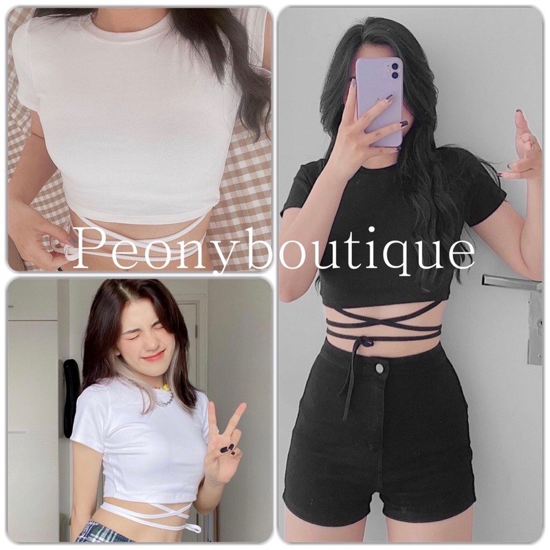 Áo croptop đan dây eo loại cao cấp