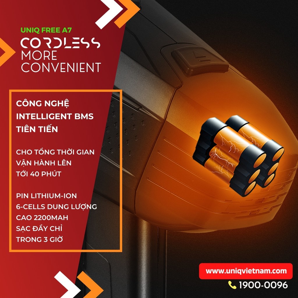 Pin sạc dành cho máy hút bụi cầm tay không dây gia đình UNIQ Free A7/ Ultra/ Falcon Q5  mini sofa giường đệm lông thú cư