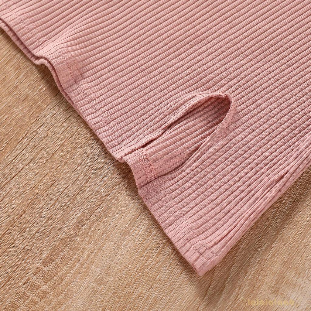 Bộ Áo Cổ Yếm Không Tay Và Chân Váy Xẻ Tà Thời Trang Hè Thoải Mái Cho Bé Gái 2-7 Tuổi