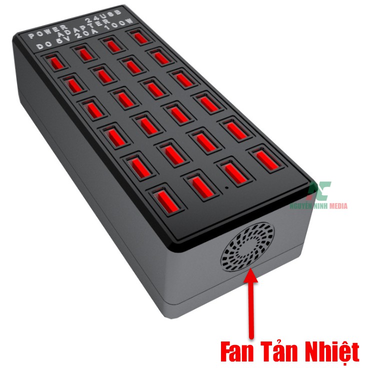 Bộ Sạc 8 15 24 Cổng USB 5V-20A 100W Cho Điện Thoại, Máy Tính Bảng - Bảo Hành 1 Đổi 1
