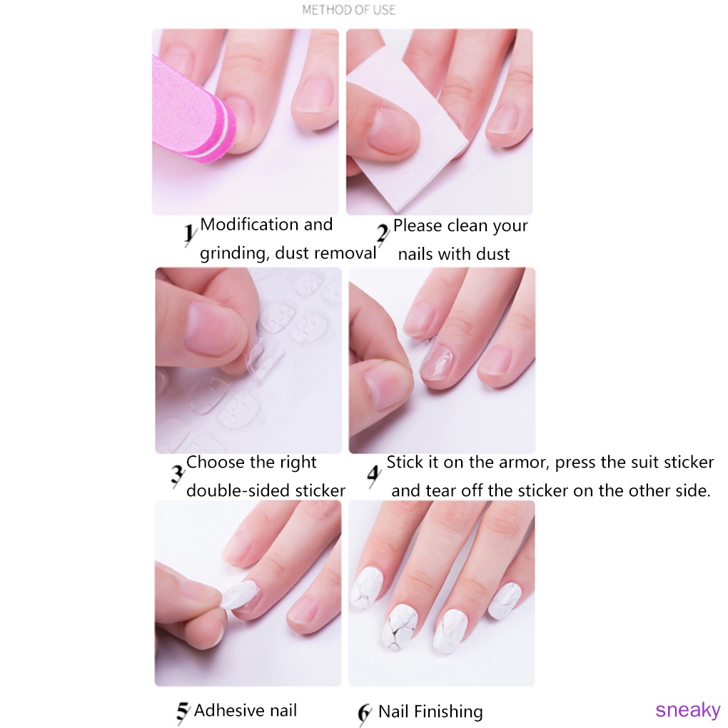 [Hàng mới về] Set 12/ 24 miếng dán móng tay nghệ thuật hai mặt tiện dụng