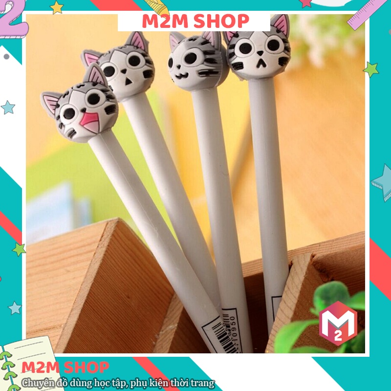 Bút gel mực nước đen 0.5mm cute hình chú mèo dễ thương