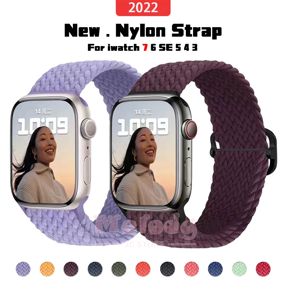 Dây Đeo Sợi Nylon Cho Đồng Hồ Thông Minh Apple Watch 7 41mm 45mm 7 6 se 5 4 3