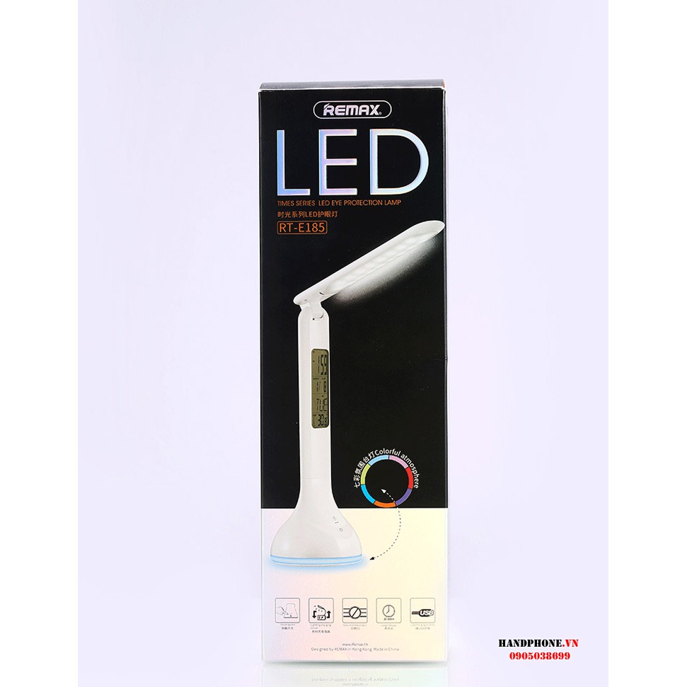 Đèn Led để bàn đa năng Remax RT-E185 (Đèn led - Đồng hồ - Đo nhiệt độ)