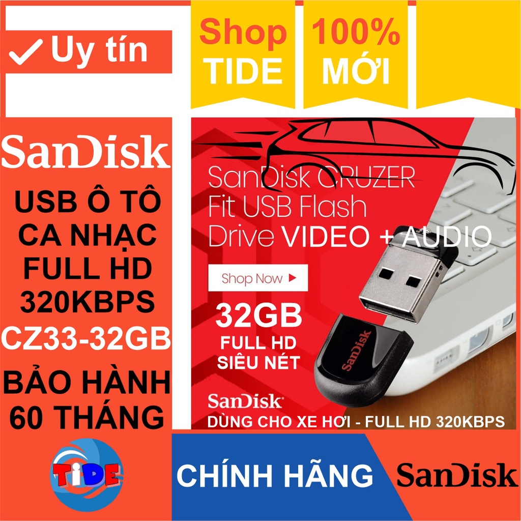 USB ca nhạc 32GB (333 video full HD và 155 Audio chất lượng 320Kbps) dùng cho xe hơi – USB ô tô, loa kéo, loa bluetooth