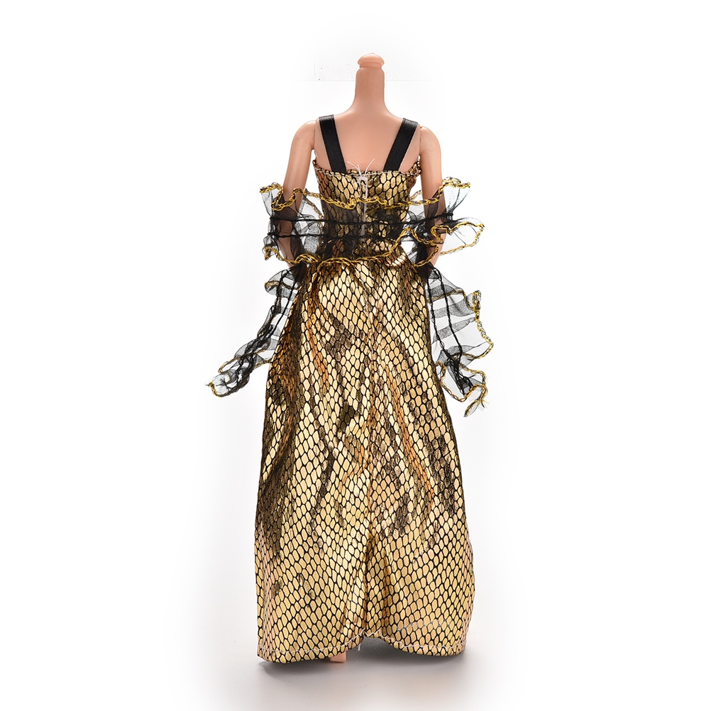 Đầm Vàng Phối Lưới Đen Xinh Xắn Cho Búp Bê Barbie