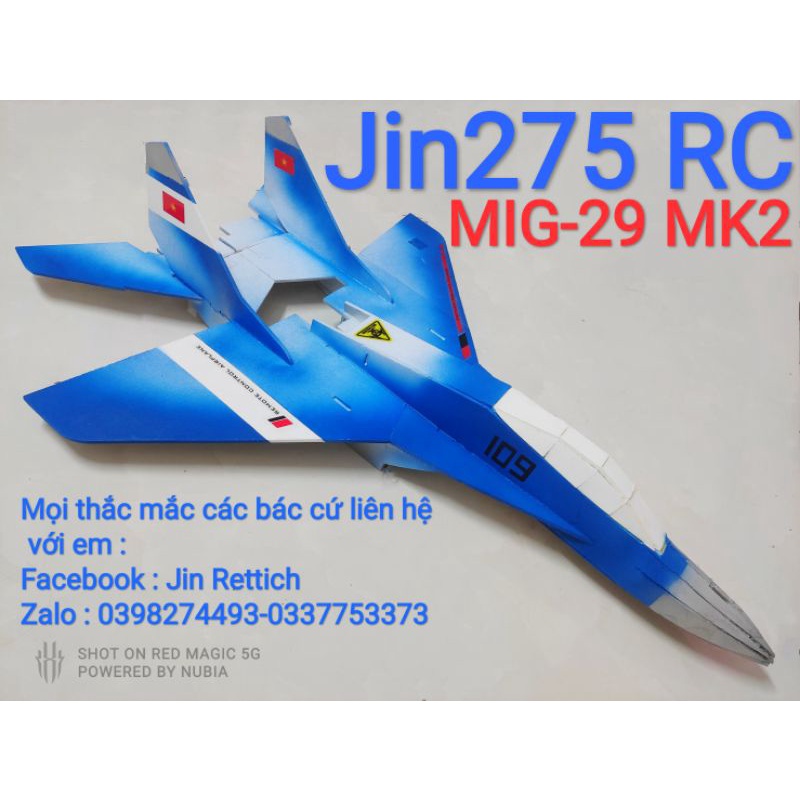 Bộ vỏ kit máy bay MIG-29 MK2 sải 72cm scale