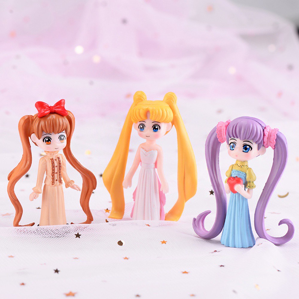 CORDELL Anime Cake Decoration Cartoon Garden Miniatures Beauty Figurine Home Decor Doll Kids Gifts Long Hair Ornament