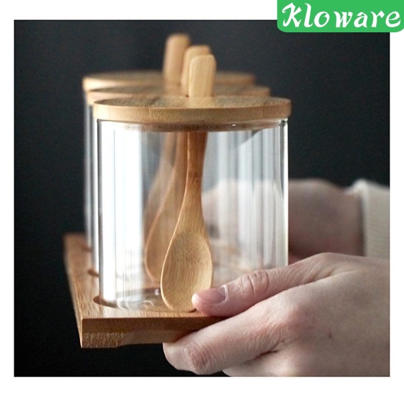 Hộp Đựng Gia Vị Bằng Thủy Tinh Có Nắp Đậy Và Muỗng Cho Nhà Bếp