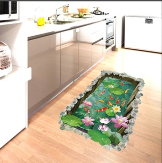 Decal dán tường mẫu hồ cá 3d