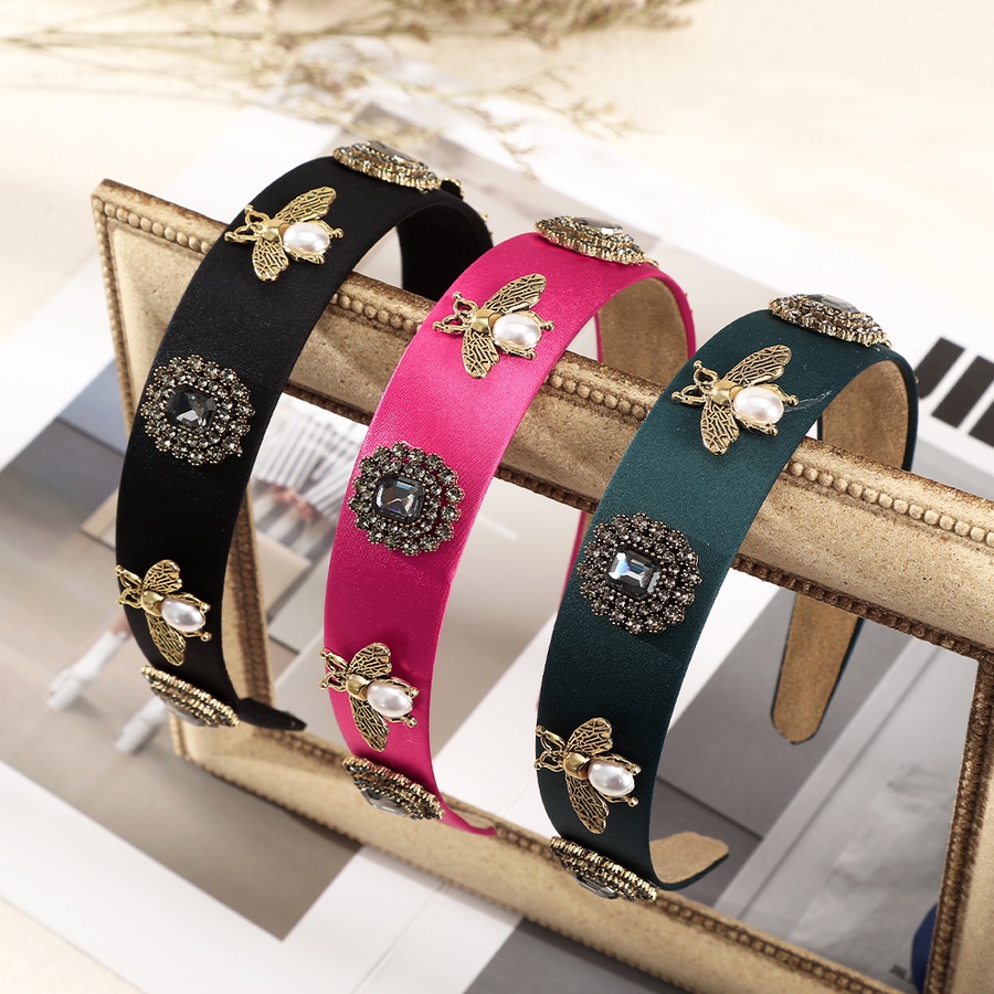 Băng Đô Cài Tóc Đính Đá Pha Lê Và Ngọc Trai Phong Cách Retro Cho Nữ