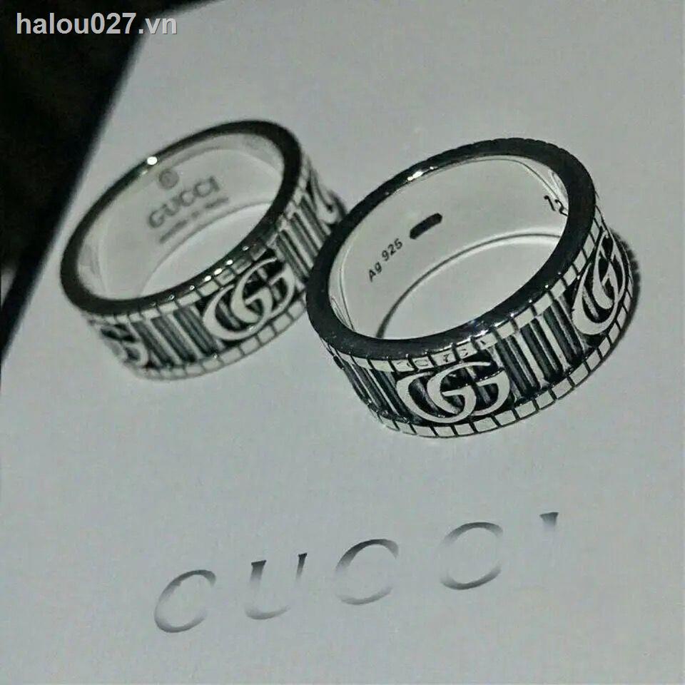 Nhẫn Đôi Khắc Chữ Gucci Mạ Bạc 925 Không Phai Chất Lượng Cao
