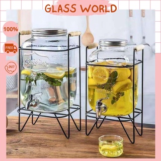 💥Bình thủy tinh đựng nước có vòi💥 Vuông 4L-8L - [ RẺ VÔ ĐỊCH ] - đựng ngâm các loại kèm kệ sắt nắp inox vòi mạ crom