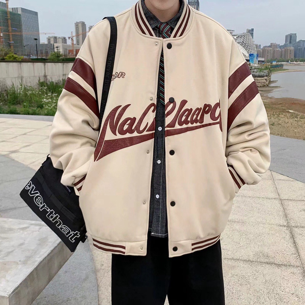 Áo Bomber unisex TINOWEAR, áo khoác nỉ bóng chày form rộng dáng dài thể thao 3 sọc, phong cách trẻ trung năng động | BigBuy360 - bigbuy360.vn