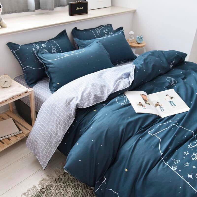 Bộ chăn ga và vỏ gối cotton poly Mùa Decor - Họa tiết chai lọ