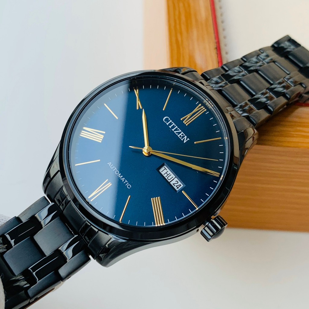 Đồng hồ Nam chính hãng Citizen Automatic NH8365-86M Mặt xanh,Lịch ngày,Kính khoáng-Máy cơ tự động-Dây kim loại-Size 41mm