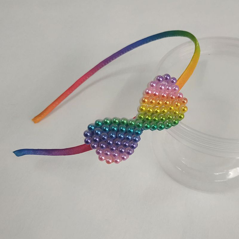 Băng Đô Đính Ngọc Trai Giả Màu Cầu Vồng Kiểu Hàn Quốc Xinh Xắn Cho Bé Gái