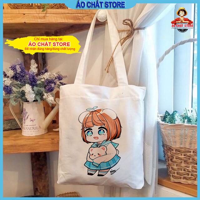 Túi tote túi vải Hero Team canvas xách vai in hình Simmy Sammy Đào Timmy phong cách Hàn Quốc đi học giá rẻ