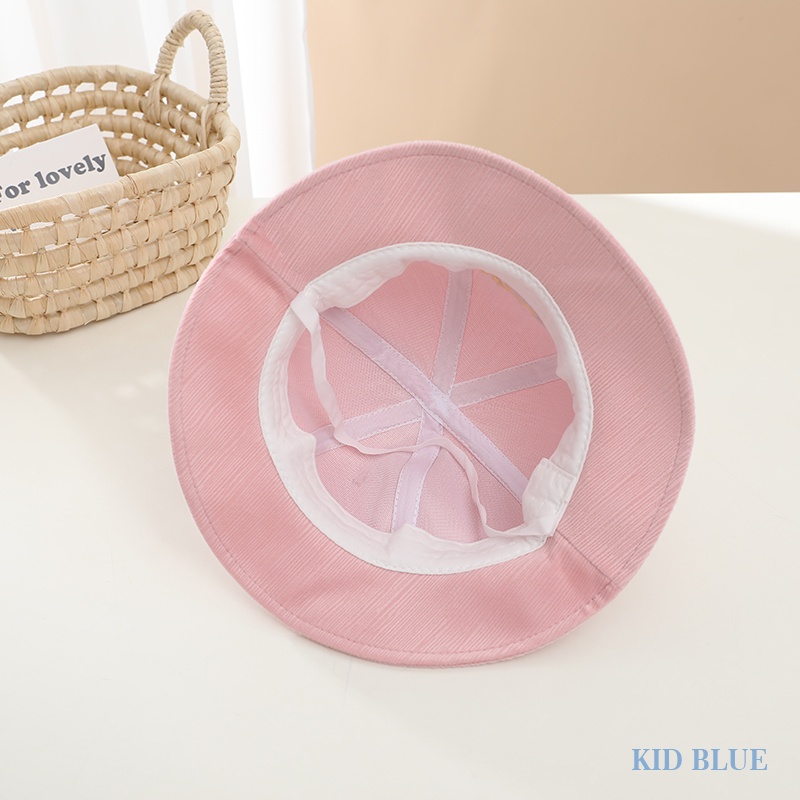 Nón Bucket Màu Trơn Thêu Họa Tiết Thú Hoạt Hình Dễ Thương Cho Bé