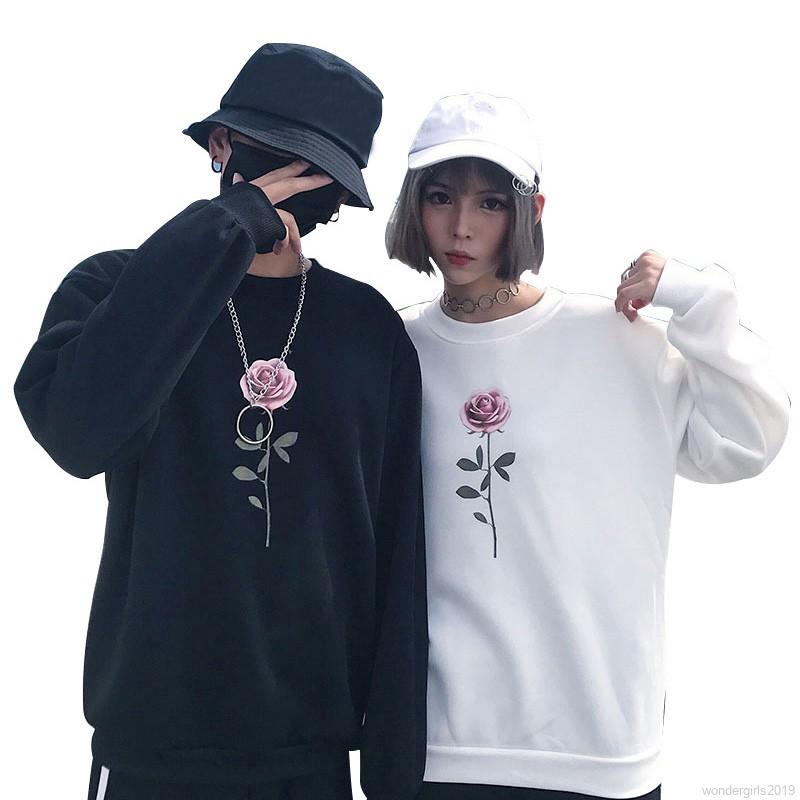 WG Print Loose Plus Velvet Couple Long-sleeved Sweatshirt