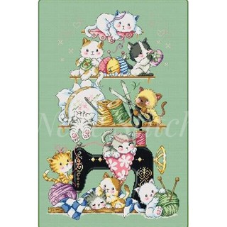 Mẫu thêu chữ thập "sewing cats"