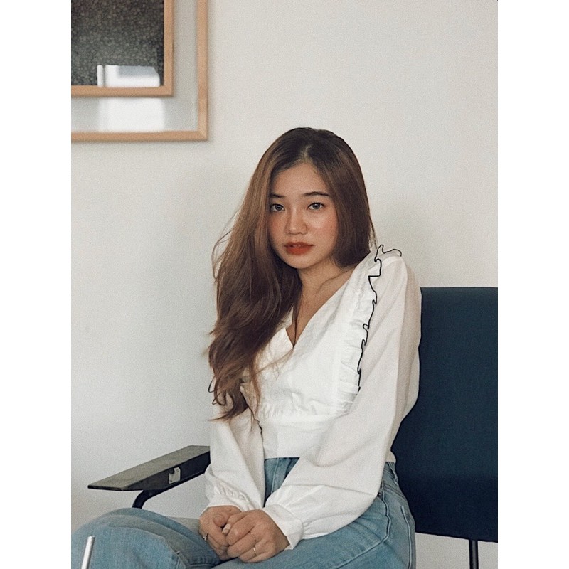 [Ảnh thật chính chủ] Áo croptop viền Bom top