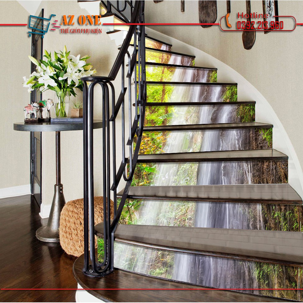 Tranh 3D Dán Cầu Thang Hình Thác Nước CLT005