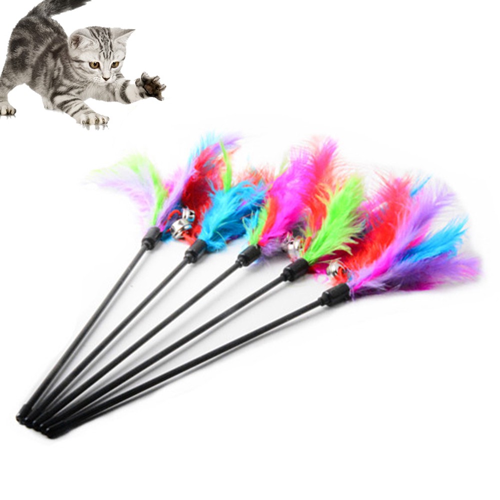Đồ chơi cho mèo kiểu gậy gắn lông vũ sáng tạo dễ thương vui nhộn