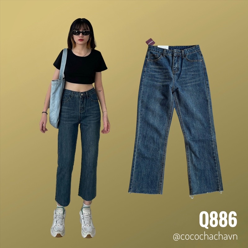 #Q886CS quần jeans suông rộng nhẹ