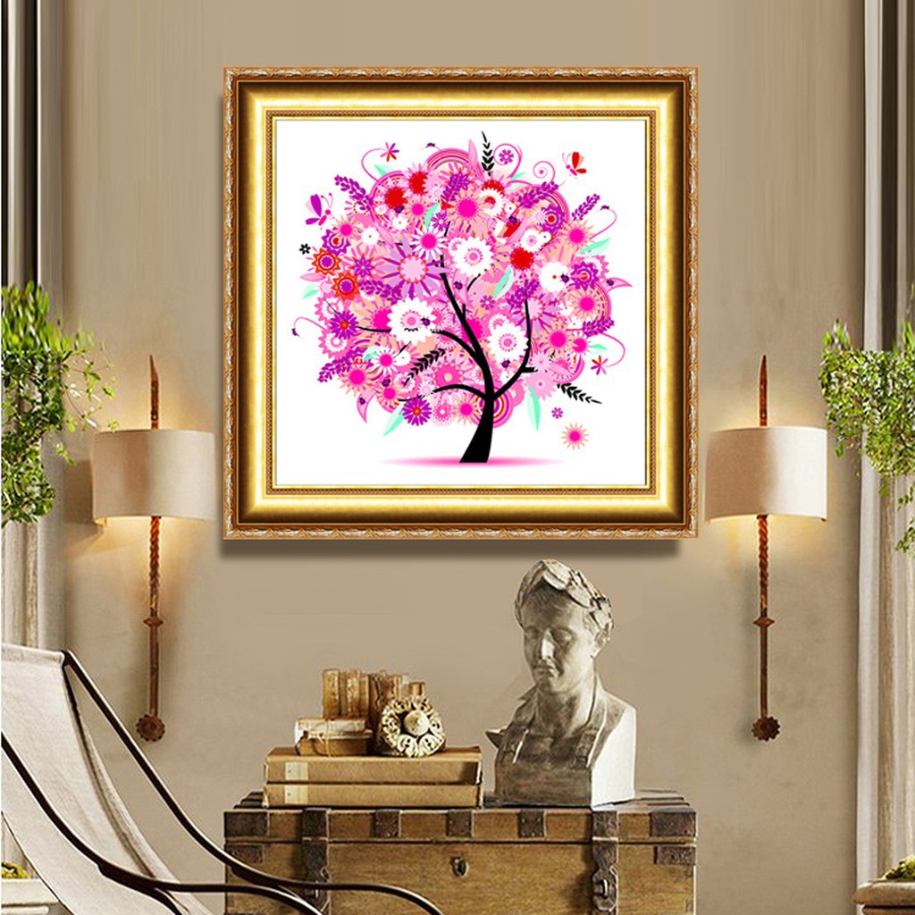 Bộ tự làm tranh đính đá 5D họa tiết hình cây nhiều màu độc đáo DIY treo trang trí | BigBuy360 - bigbuy360.vn