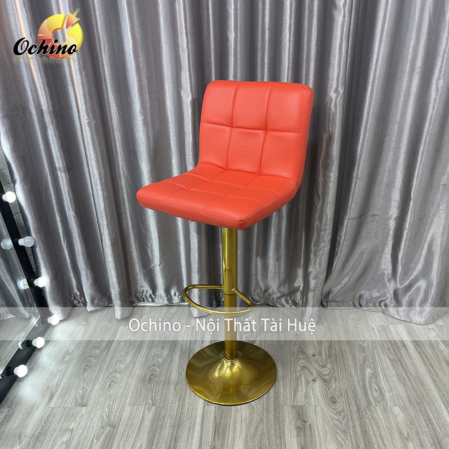 Ghế Bar, Ghế Trang Điểm Mẫu vịn tay inox không tay Chân Vàng K1 Sang Chảnh Điều Chỉnh Độ Cao 60/80 Và Xoay 360 Độ