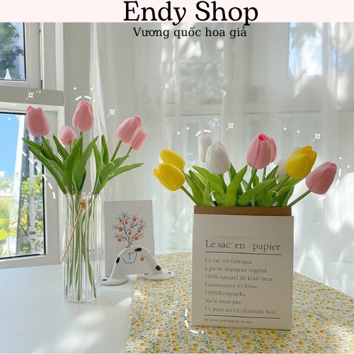 Hoa tulip giả Hoa giả quán cafe Decor phòng phụ kiện chụp ảnh, trang trí nhà - Endy Shop