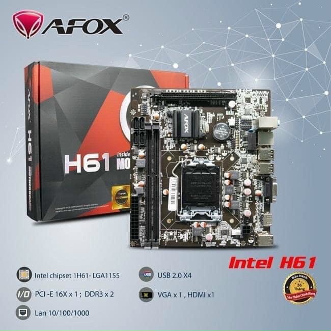 [Mã 55ELSALE1 giảm 7% đơn 300K] Bo mạch chính Afox H61 mainboard, (IH61-MA) LGA1155 ATX