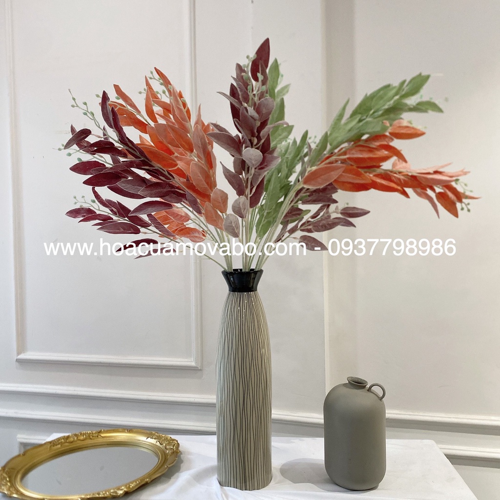 Cành Lá Bạch Đàn Lông Giả Merber (Mơ Bơ) Loại 60cm 3 Nhánh - Cành Lá Decor Phù Hợp Trang Trí Nhà Cửa, Cắm Hoa, Chụp Ảnh