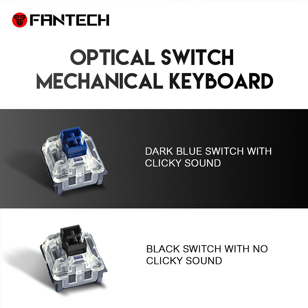 Bàn Phím Cơ Gaming TKL Có Dây Fantech MK872 OPTILITE Outemu Optical Black/Blue Switch LED RGB Full Anti Ghosting
