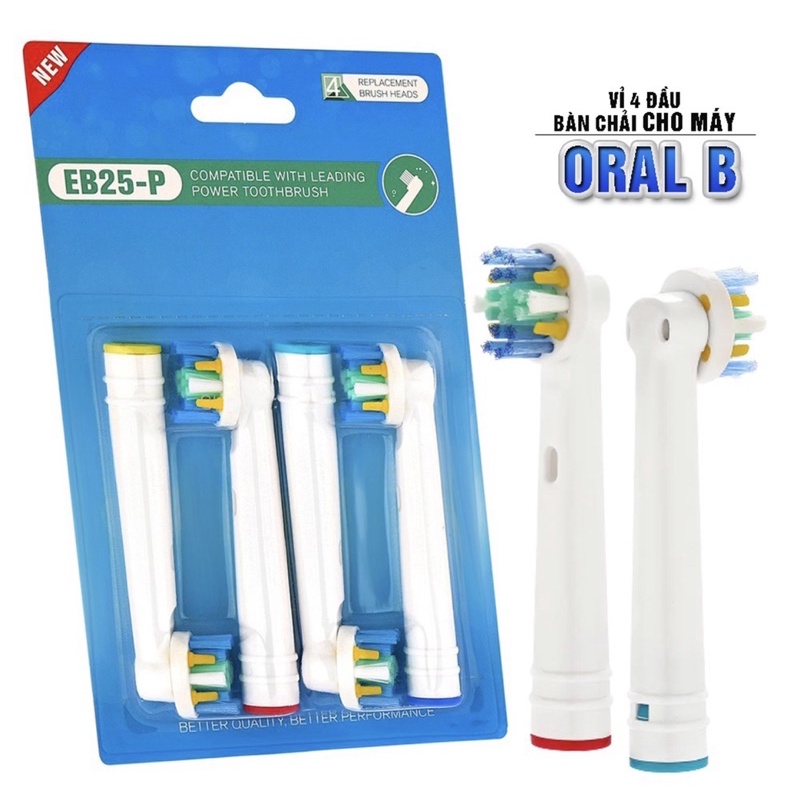 Set 4 đầu bàn chải thay thế cho bàn chải đánh răng điện oral B  dùng cho răng niềng, răng yếu