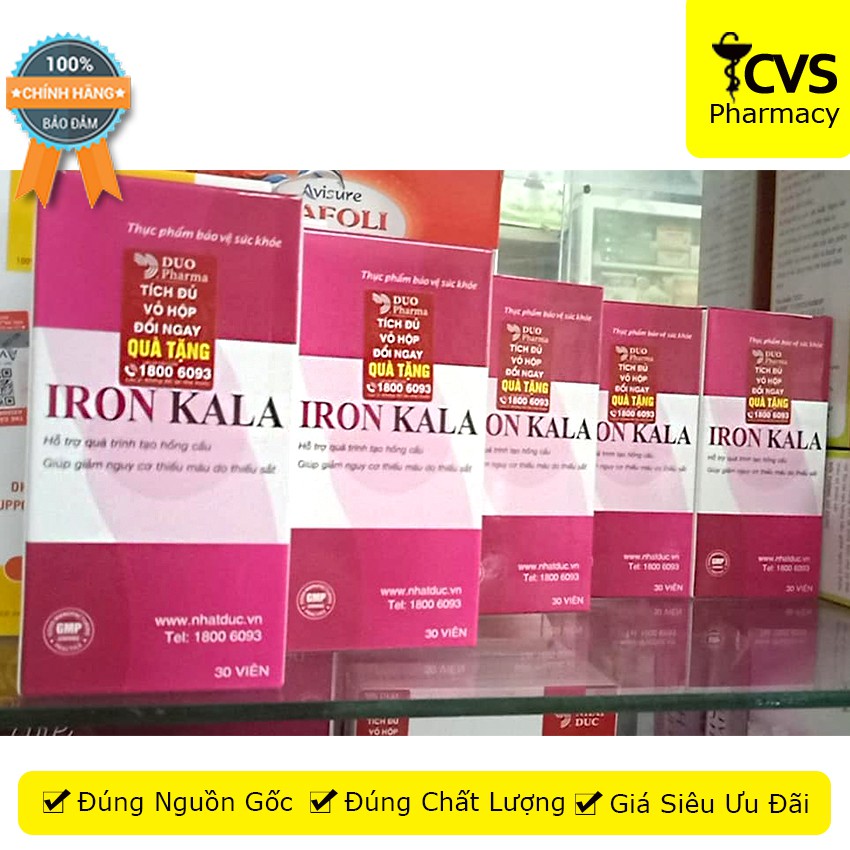 Viên Uống Iron Kala - Hỗ Trợ Quá Trình Tạo Hồng Cầu & Giảm Nguy Cơ Thiếu Máu (30 viên)