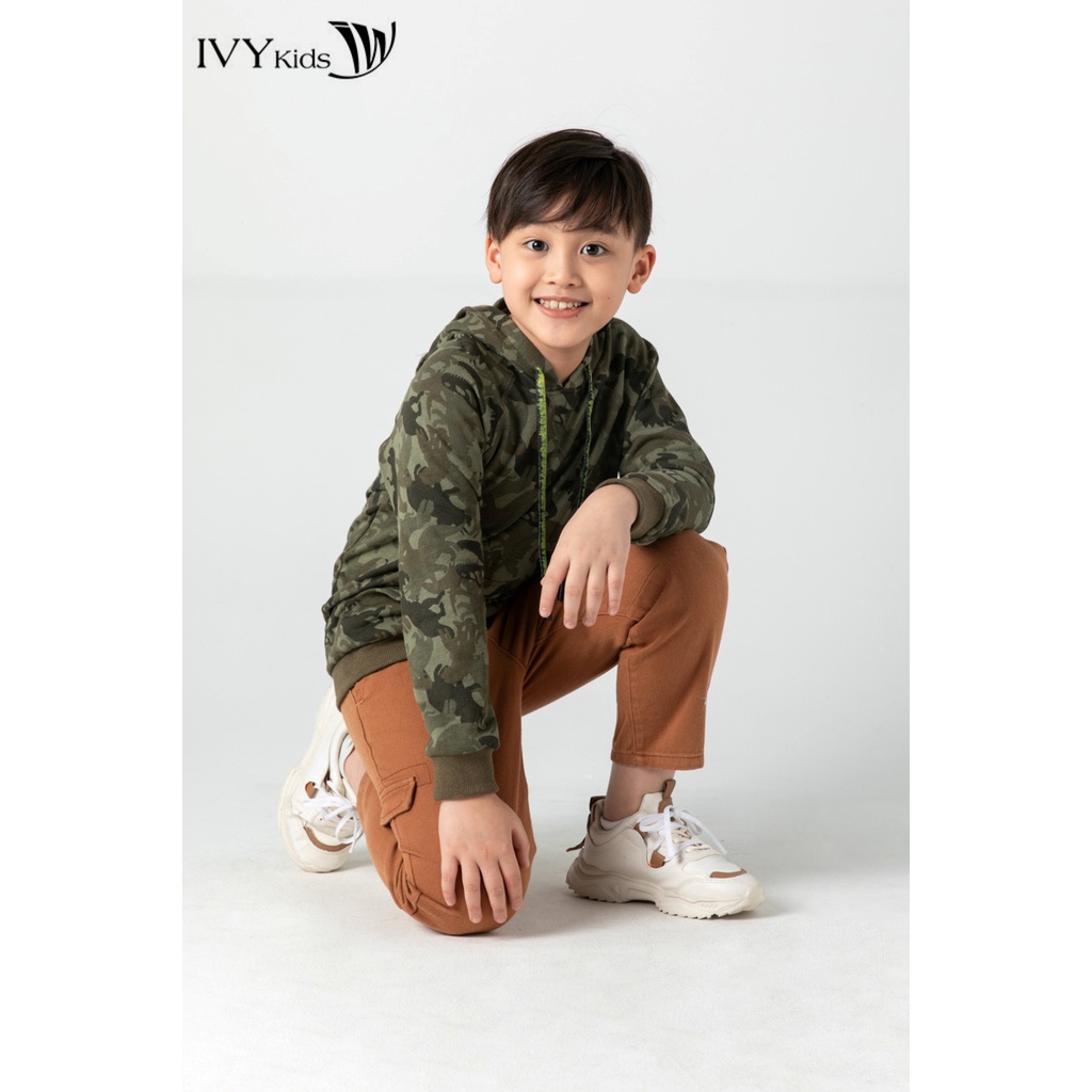Áo hoodie rằn ri bé trai IVY moda MS 59K1426