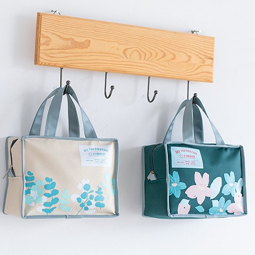 (Cao cấp) Túi đựng hộp cơm vải Canvas, có lớp lót nhôm chống thấm, kích thước to
