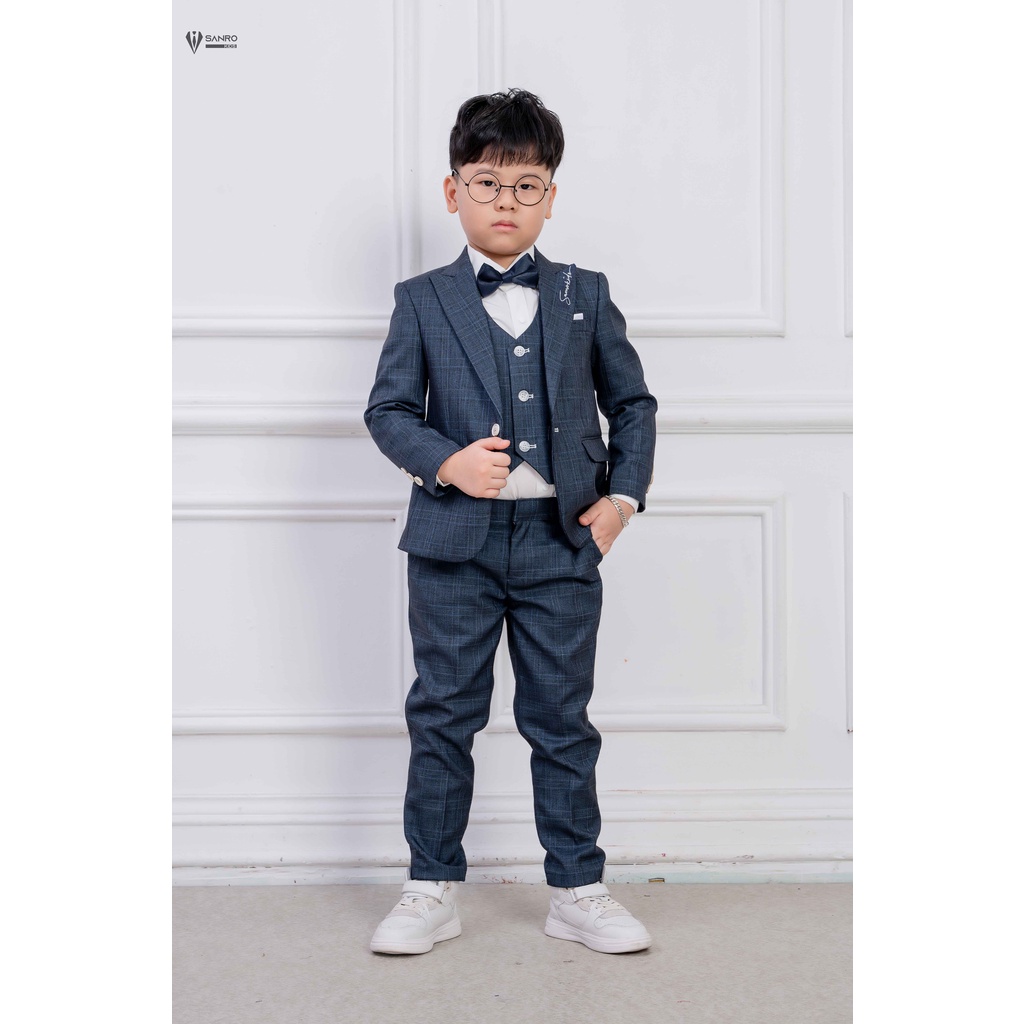 Bộ vest bé trai thiết kế rêu kẻ