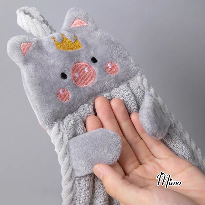 Khăn lau tay nhà bếp dễ thương động vật vải cotton mềm mịn siêu thấm, khăn đa năng treo tường size 36*22cm