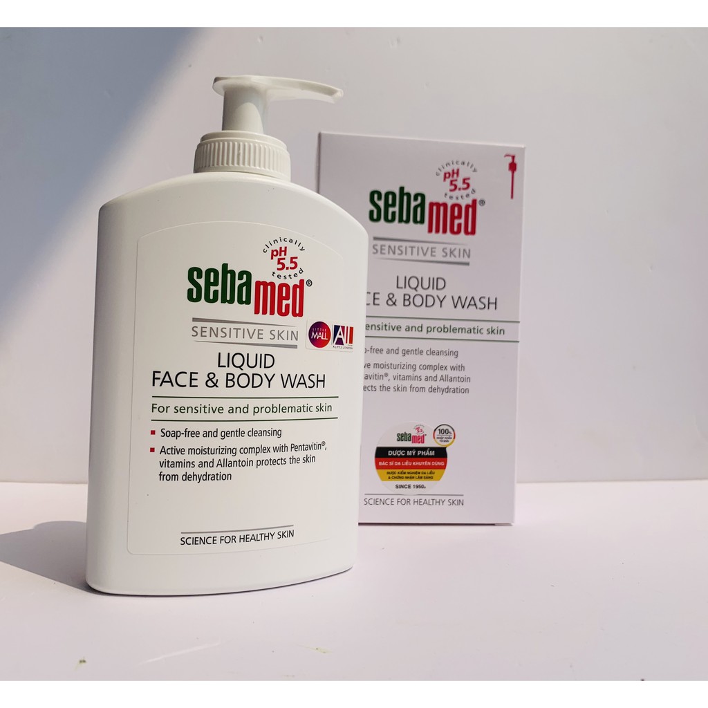 Sửa tắm và rửa mặt cho da nhạy cảm Sebamed pH 5.5 Sensitive Liquid Face & Body 300ml TẶNG mặt nạ Sexylook