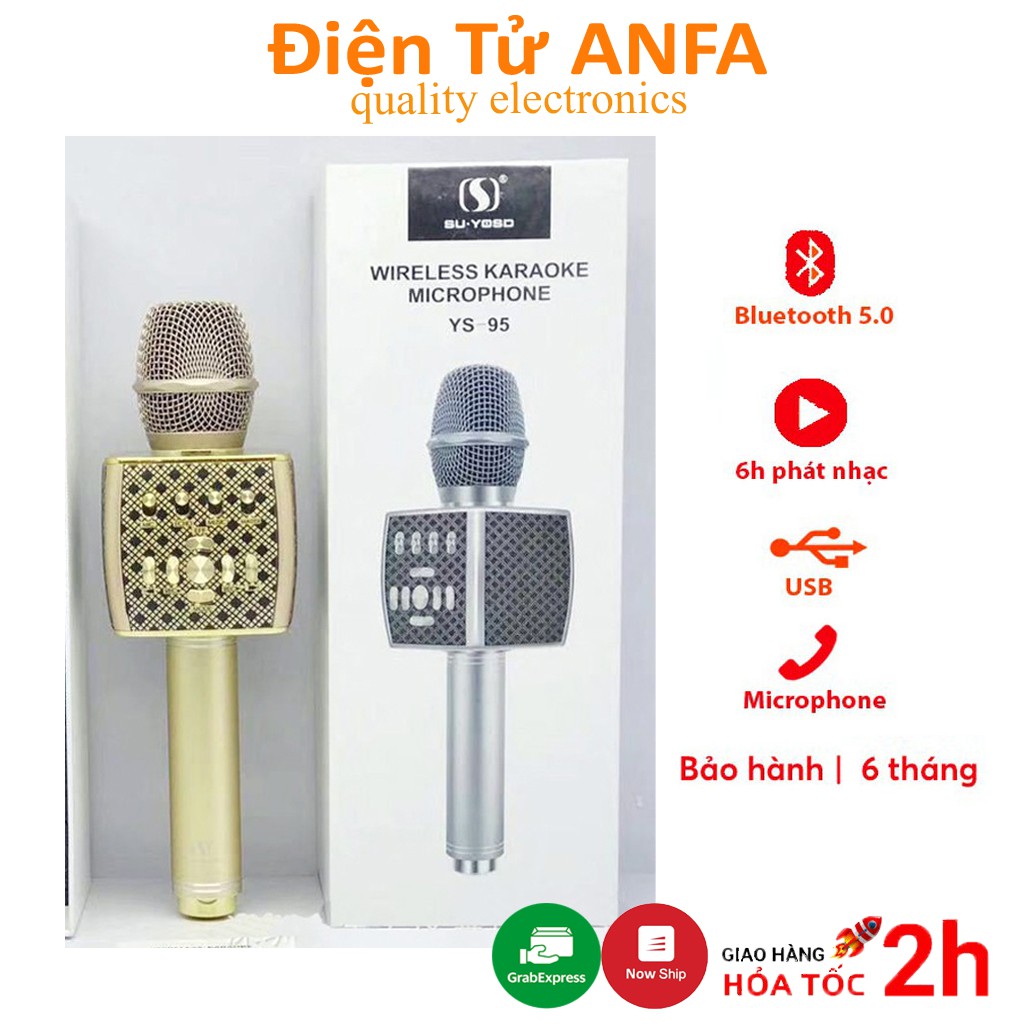 Micro karaoke bluetooth YS95 JVJ cao cấp, mic livestrem cầm tay thích hợp loa bass HolCim