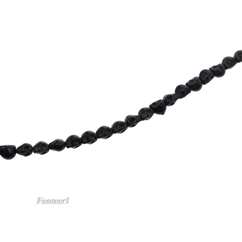 Chuỗi 52 hạt hình đầu lâu 8x6mm dài 40cm phong cách Halloween